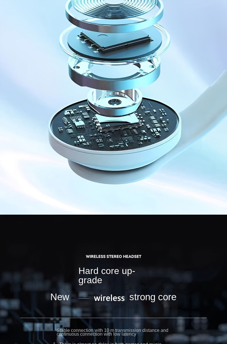 39 Luminous Wireless Headphones with Plug-in, Wired and Wireless Multifunctional Use.