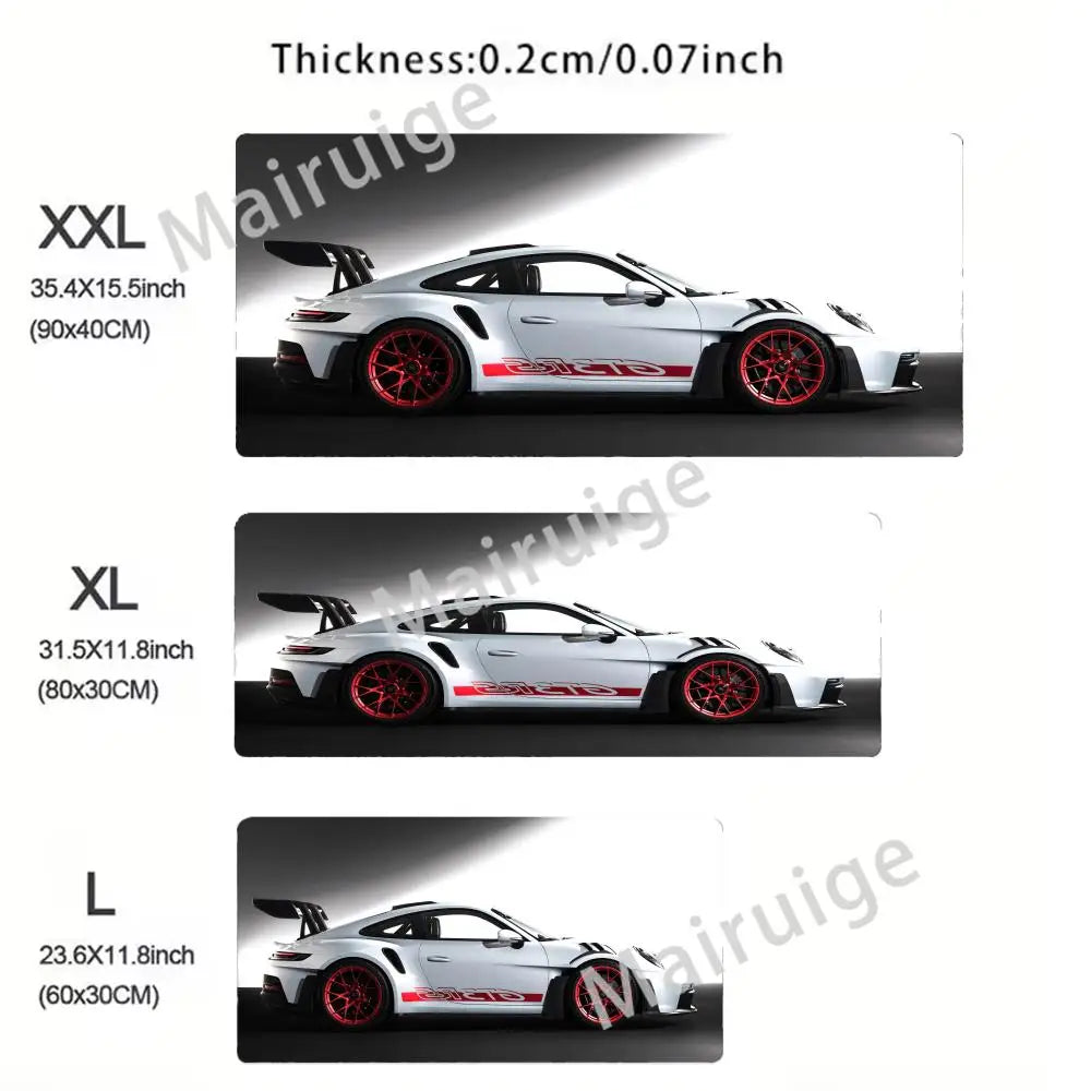 Large White Sports Car Design Gaming Mouse Pad Anti-Slip Rubber Base Extended Desk Mat for Gamer Office Use Computer Accessories - HAMZAKHANSTORE
