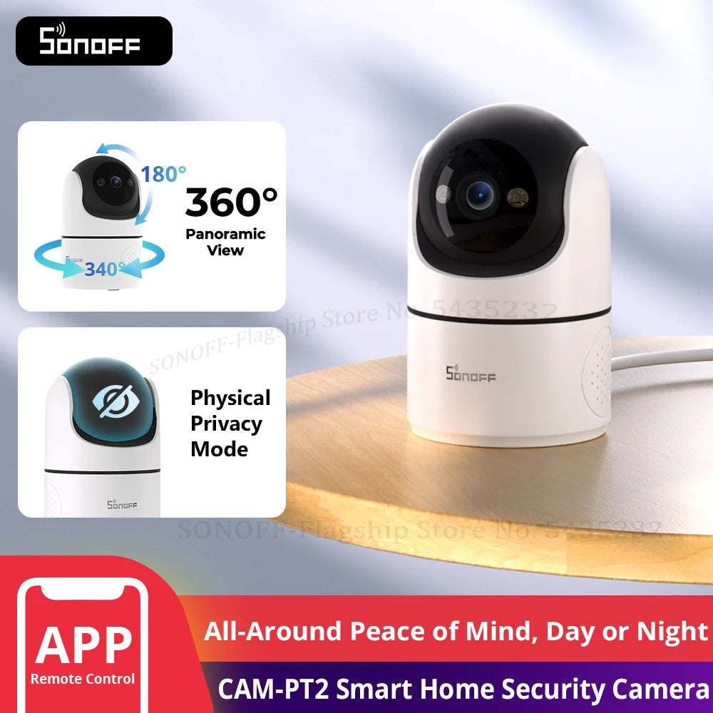 SONOFF CAM PT2 Smart Home Security Camera Smart Night Vision 360° Panoramic View Remote HD Monitoring with Real-Time Interaction - HAMZAKHANSTORE
