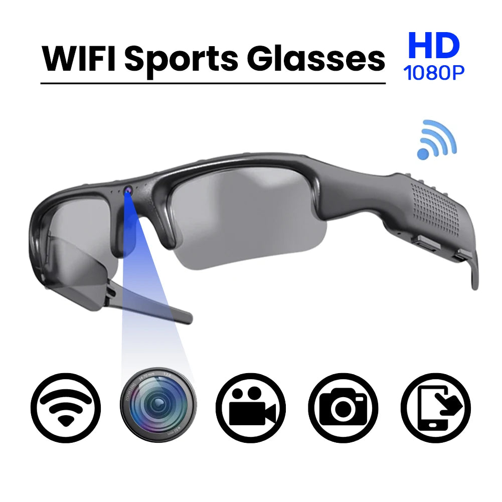 Smart Camera Glasses Video Sunglasses WiFi 1080P HD Video Recording Camera Glasses for Car Cycling Driving Hiking Fishing - HAMZAKHANSTORE