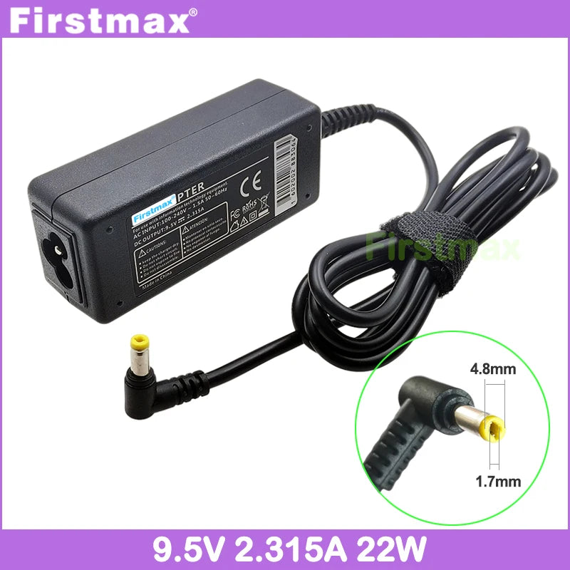 22W AC Adapter Charger 9.5V 2.315A for laptop Asus Eee PC 12G 20G 2G 4G 700 700X 701 702 703 704 801 8G 900 Power Supply - HAMZAKHANSTORE