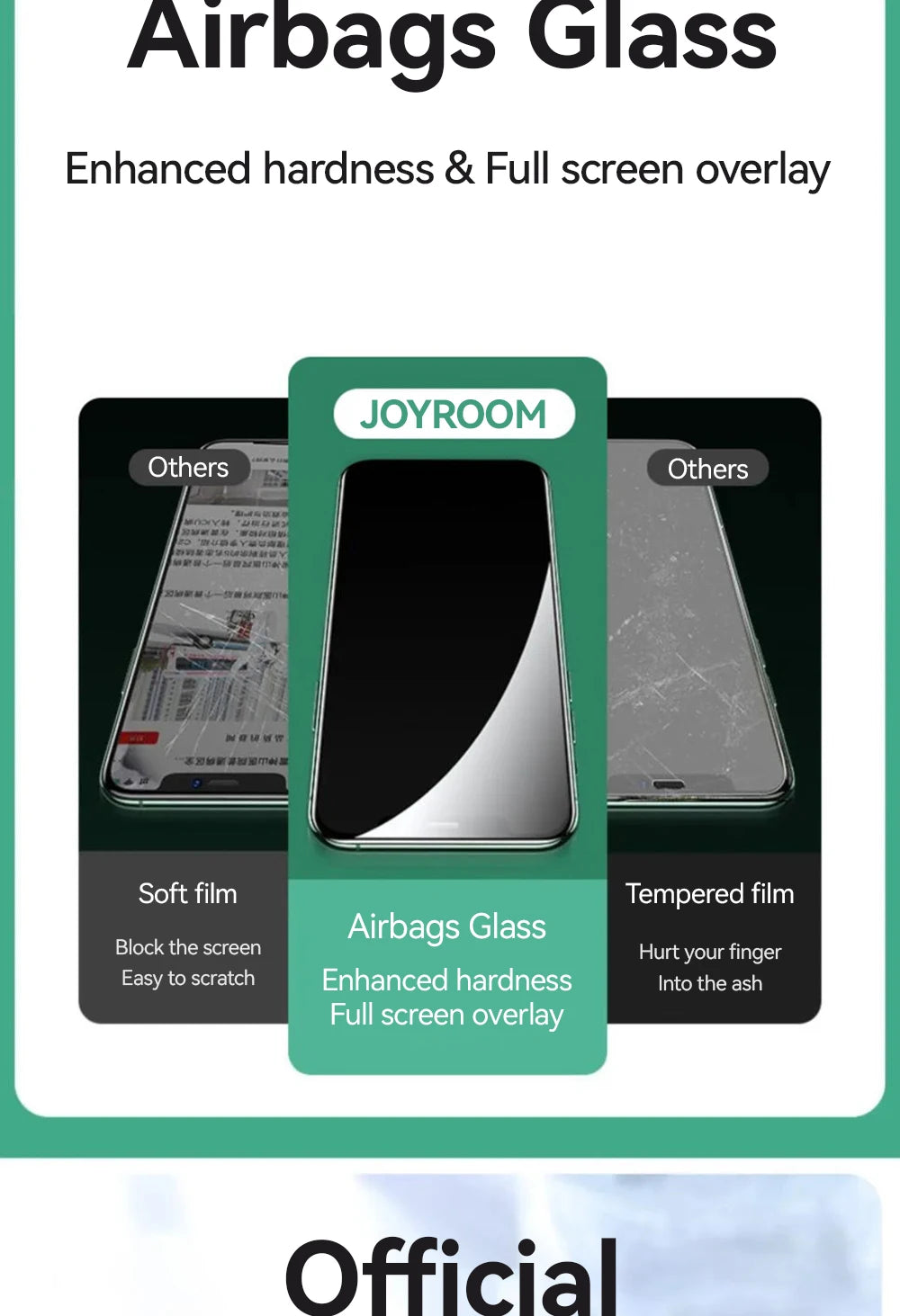 Joyroom 1/2/3pcs HD Glass Screen Protector for iPhone 16 15 14 13 12 11 Pro Max Full Screen Tempered Glass Protection for iPhone - HAMZAKHANSTORE
