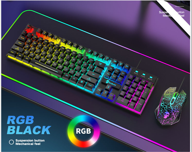 Kuiying T6RGB Luminous Keyboard And Mouse Set - HAMZAKHANSTORE
