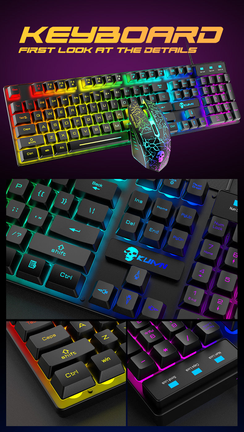 Kuiying T6RGB Luminous Keyboard And Mouse Set - HAMZAKHANSTORE