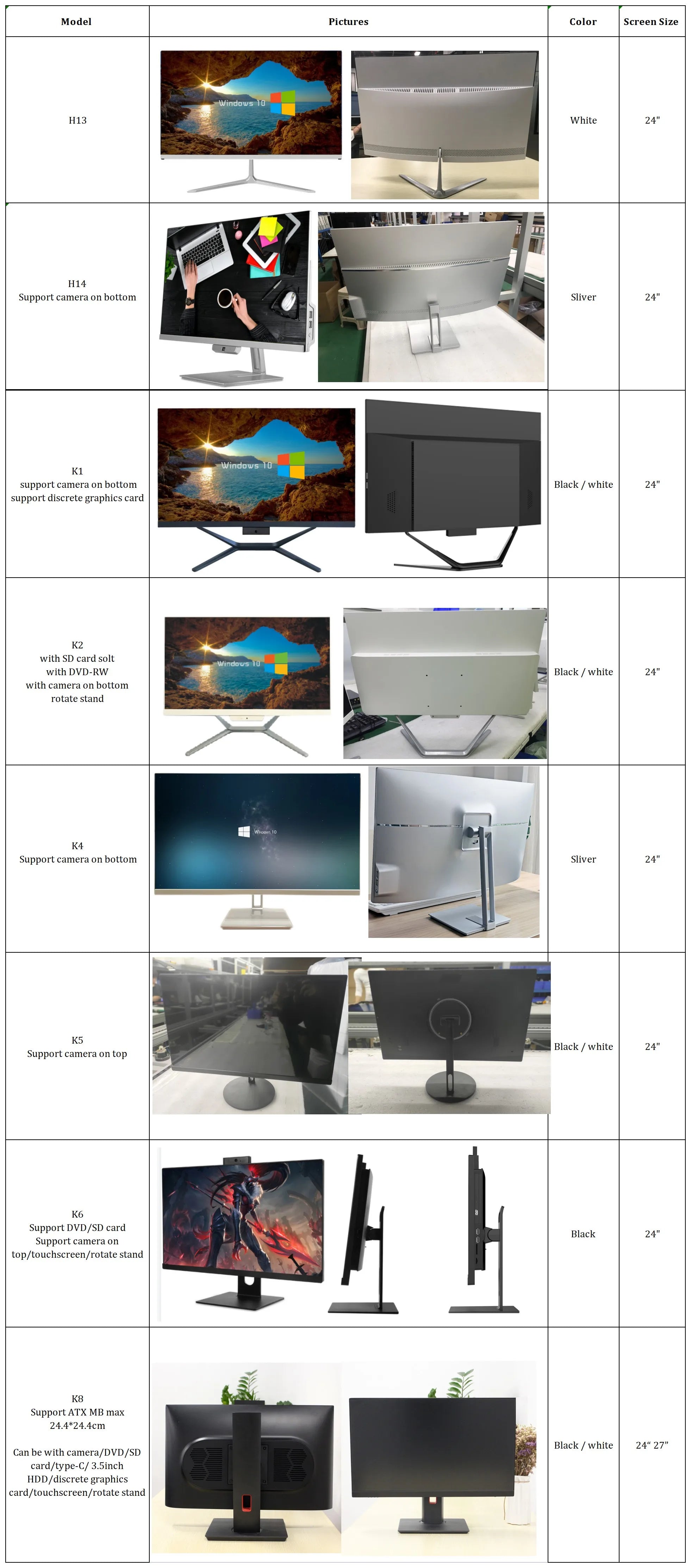 factory price 24 inch  i7 i9  CPU price core touch screen desktop monoblock pc all-in-one all in one computers gaming pc gamer - HAMZAKHANSTORE