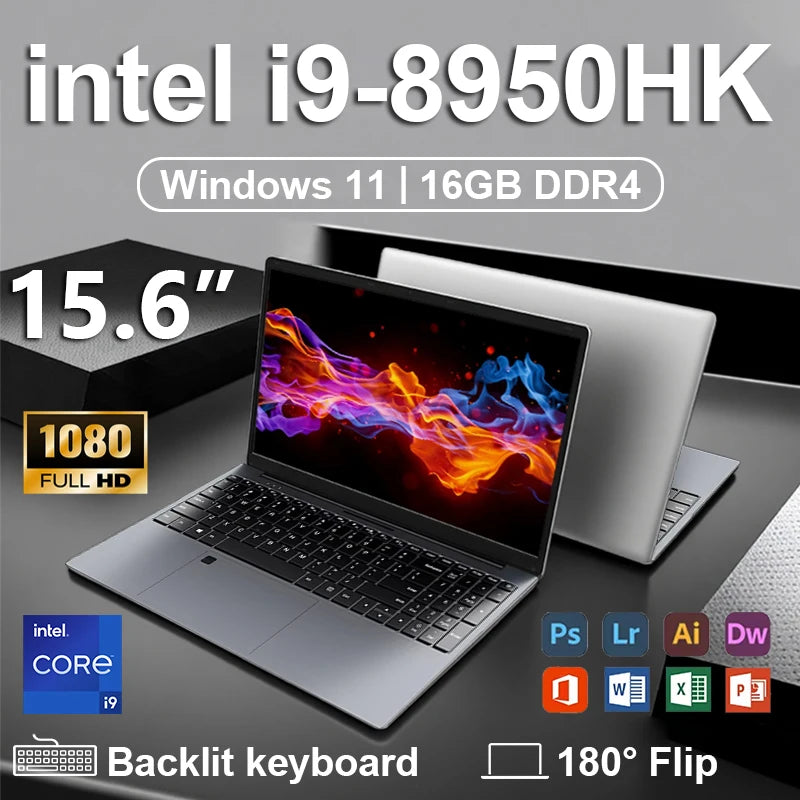15.6 inch Intel Core I9 8950HK Laptop Computer Windows 11 Pro 16GB DDR4 512GB 1TB SSD Portable Notebook PC Gamer Gaming Laptops - HAMZAKHANSTORE