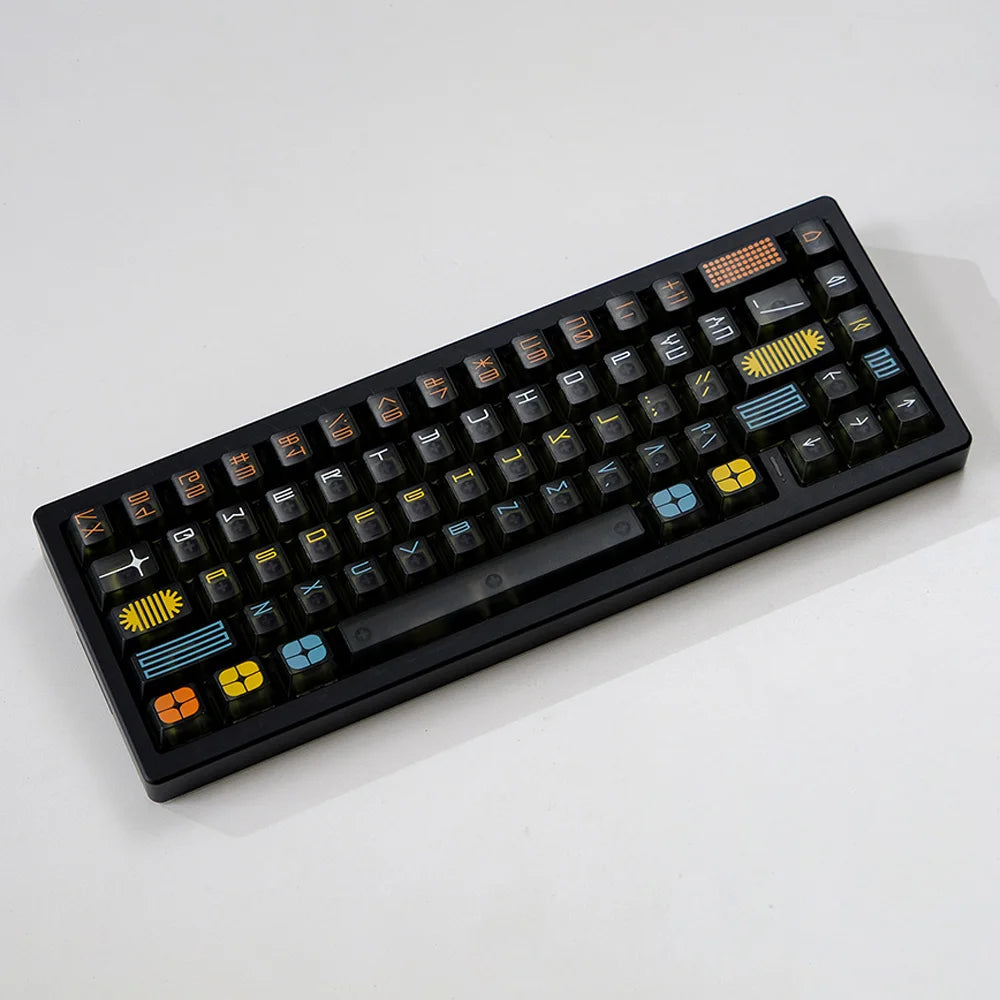 Exposition theme Keycaps 122 keys Black Comic Cherry Profile Transparent keycaps For MX 61/68/87/96/104 Mechanical Keyboard - HAMZAKHANSTORE