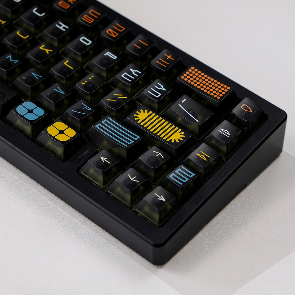 Exposition theme Keycaps 122 keys Black Comic Cherry Profile Transparent keycaps For MX 61/68/87/96/104 Mechanical Keyboard - HAMZAKHANSTORE