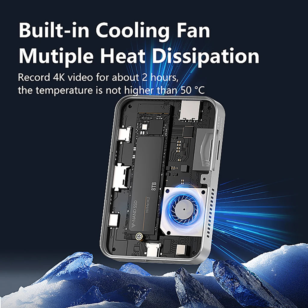 8-IN-1 Magnetic HUB SSD Enclosure Case for M.2 NVMe 10Gbps USB C 3.2 Gen2 PCI-E 100W Charger for iPhone15 Pro MacBook 2230-2280 - HAMZAKHANSTORE