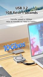 8-IN-1 Magnetic HUB SSD Enclosure Case for M.2 NVMe 10Gbps USB C 3.2 Gen2 PCI-E 100W Charger for iPhone15 Pro MacBook 2230-2280 - HAMZAKHANSTORE