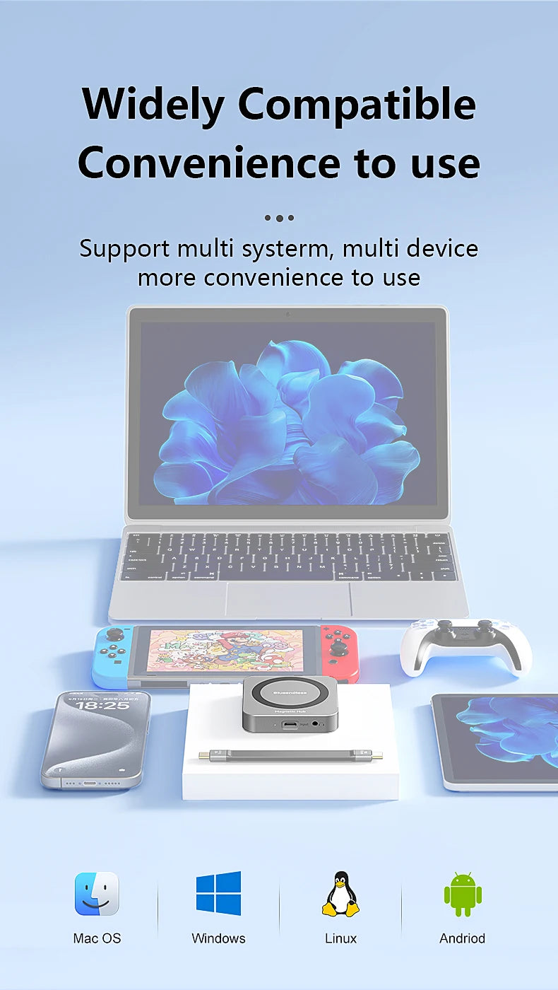 8-IN-1 Magnetic HUB SSD Enclosure Case for M.2 NVMe 10Gbps USB C 3.2 Gen2 PCI-E 100W Charger for iPhone15 Pro MacBook 2230-2280 - HAMZAKHANSTORE