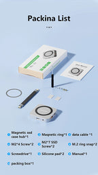 8-IN-1 Magnetic HUB SSD Enclosure Case for M.2 NVMe 10Gbps USB C 3.2 Gen2 PCI-E 100W Charger for iPhone15 Pro MacBook 2230-2280 - HAMZAKHANSTORE