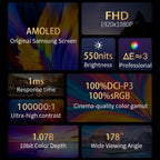 13.3'' 1080p Portable Monitor Samsung Oled Panel 100%DCI-P3 USB-C HDMI-Compatible Travelling Display for PC Laptop Xbox Switch - HAMZAKHANSTORE