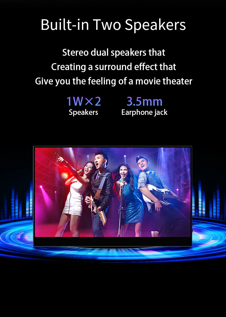 13.3'' 1080p Portable Monitor Samsung Oled Panel 100%DCI-P3 USB-C HDMI-Compatible Travelling Display for PC Laptop Xbox Switch - HAMZAKHANSTORE