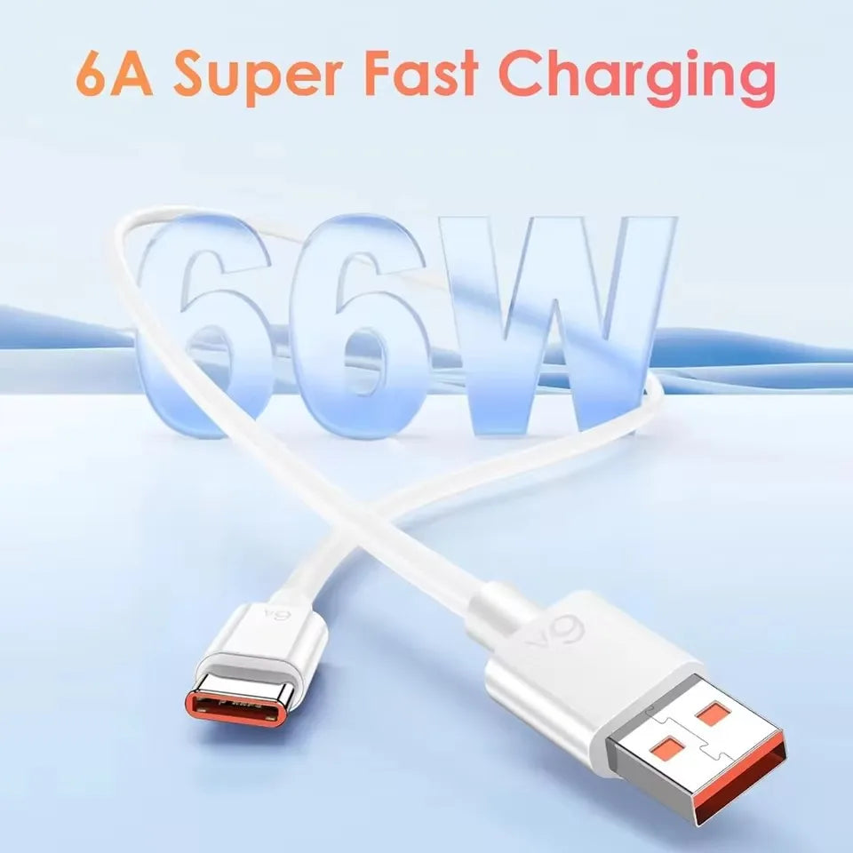6A 66W Super Fast Charger Type C Cable 40 50 60 P50 P60 Nova 8 9 10 Honor 50 70 90 100 200 Lite X7 X8 X9 Magic 5 - HAMZAKHANSTORE