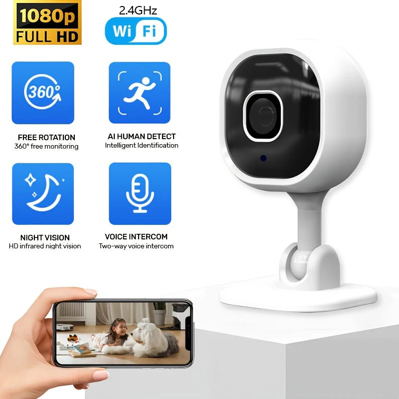 Smart 1080p Wi-Fi Smart Home Security Camera , HD,Real-time APP Alerts, 2-Way Audio, with Motion Tracking for Baby & Pet - HAMZAKHANSTORE