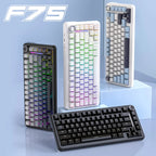 75% Hot Swap Gaming Keyboard Wireless FREEWOL F75 RGB Mechanical Keyboard with Metal Knobs AULA F75 Same Model,Tri-Mode,4000 mAh.