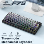 75% Hot Swap Gaming Keyboard Wireless FREEWOL F75 RGB Mechanical Keyboard with Metal Knobs AULA F75 Same Model,Tri-Mode,4000 mAh.