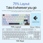 75% Hot Swap Gaming Keyboard Wireless FREEWOL F75 RGB Mechanical Keyboard with Metal Knobs AULA F75 Same Model,Tri-Mode,4000 mAh.