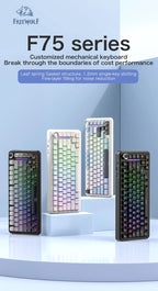 75% Hot Swap Gaming Keyboard Wireless FREEWOL F75 RGB Mechanical Keyboard with Metal Knobs AULA F75 Same Model,Tri-Mode,4000 mAh.