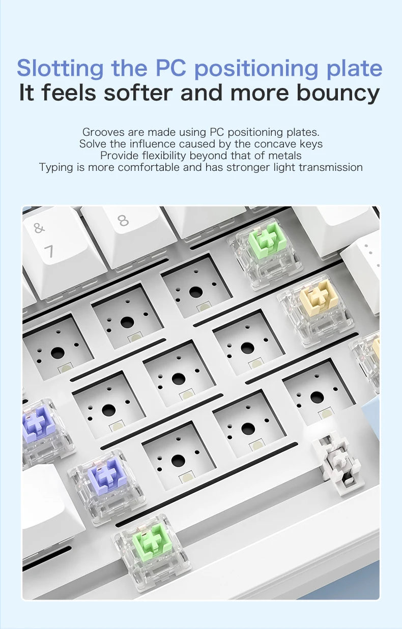 75% Hot Swap Gaming Keyboard Wireless FREEWOL F75 RGB Mechanical Keyboard with Metal Knobs AULA F75 Same Model,Tri-Mode,4000 mAh.