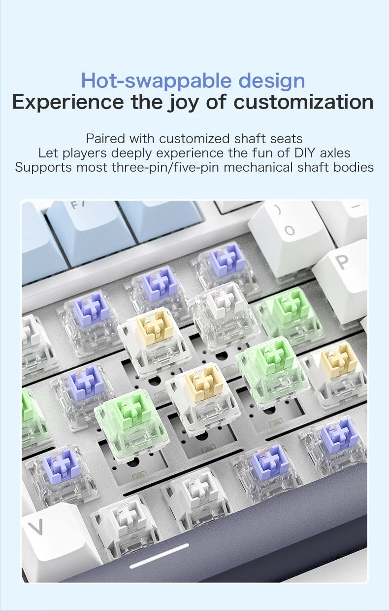 75% Hot Swap Gaming Keyboard Wireless FREEWOL F75 RGB Mechanical Keyboard with Metal Knobs AULA F75 Same Model,Tri-Mode,4000 mAh.