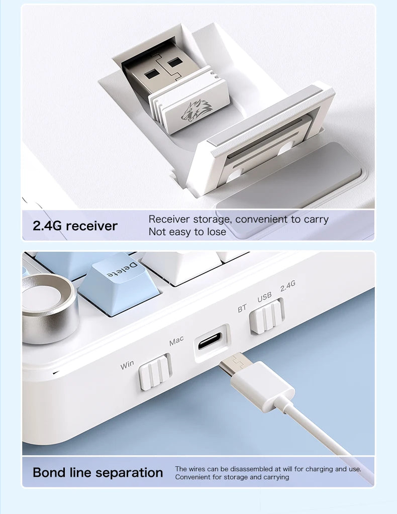 75% Hot Swap Gaming Keyboard Wireless FREEWOL F75 RGB Mechanical Keyboard with Metal Knobs AULA F75 Same Model,Tri-Mode,4000 mAh - HAMZAKHANSTORE