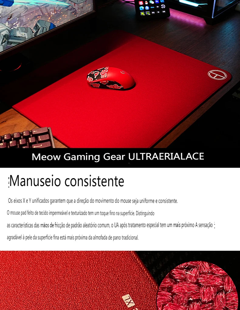 1 Piece Meow Gaming Gear MGG Ultraerialace Ultraaceaim UA Esports Game Mouse Pad Rough Textured Red Large Size Mouse Mat - HAMZAKHANSTORE