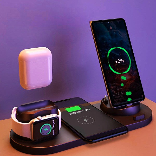 Wireless Charger For IPhone Fast Charger For Phone Fast Charging Pad For Phone Watch 6 In 1 Charging Dock Station - HAMZAKHANSTORE