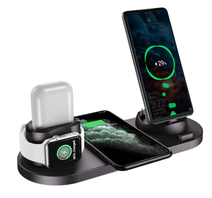 Wireless Charger For IPhone Fast Charger For Phone Fast Charging Pad For Phone Watch 6 In 1 Charging Dock Station - HAMZAKHANSTORE