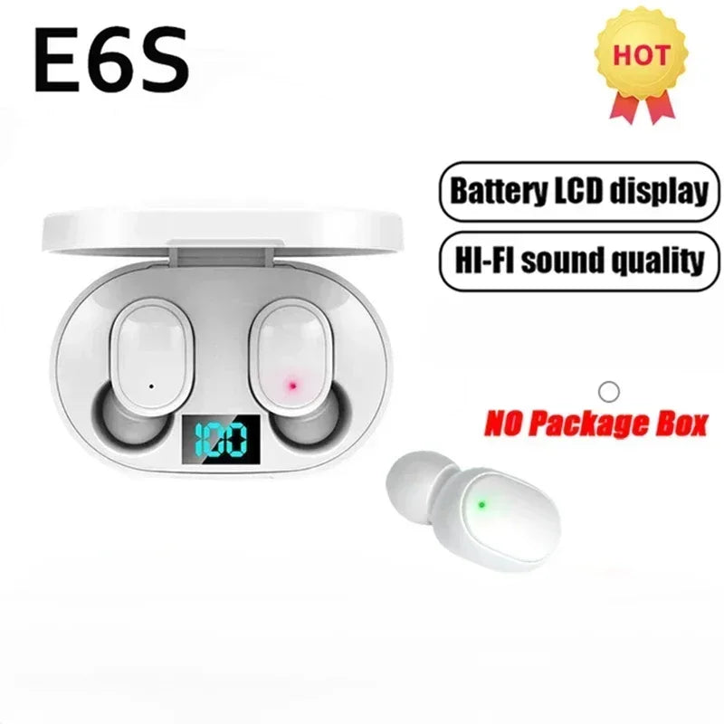 E6S Wireless Bluetooth Earphones TWS Bluetooth Headset Wireless Earbuds Noise Cancelling Earphones with Microphone Headphones - HAMZAKHANSTORE