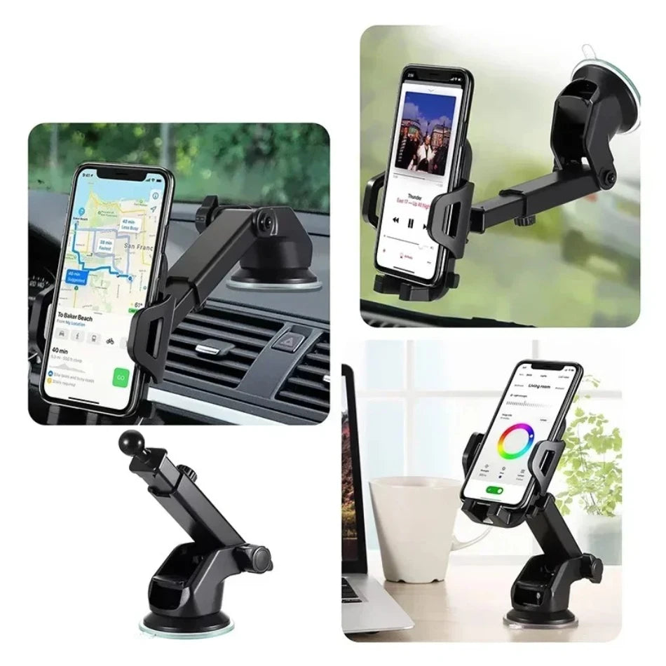 360° Windshield Car Phone Holder Car Dashboard Mobile Cell Support Bracket Universal Sucker for iPhone 16 15 14 Samsung Xiaomi.