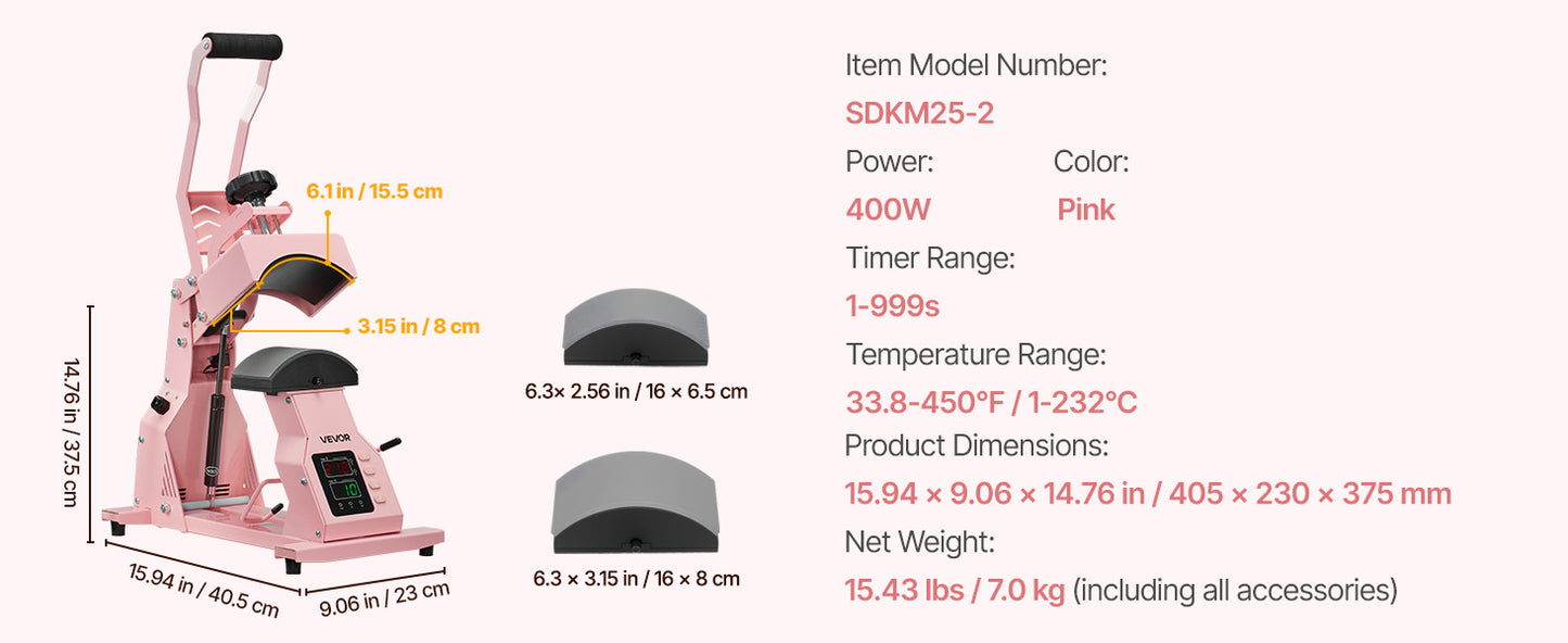 SucceBuy Hat Heat Press Machine with 2/4pcs Interchangeable Platens Precise Temperature and Time Control Hat  Heat Press