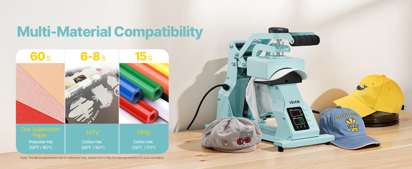 SucceBuy Hat Heat Press Machine with 2/4pcs Interchangeable Platens Precise Temperature and Time Control Hat  Heat Press