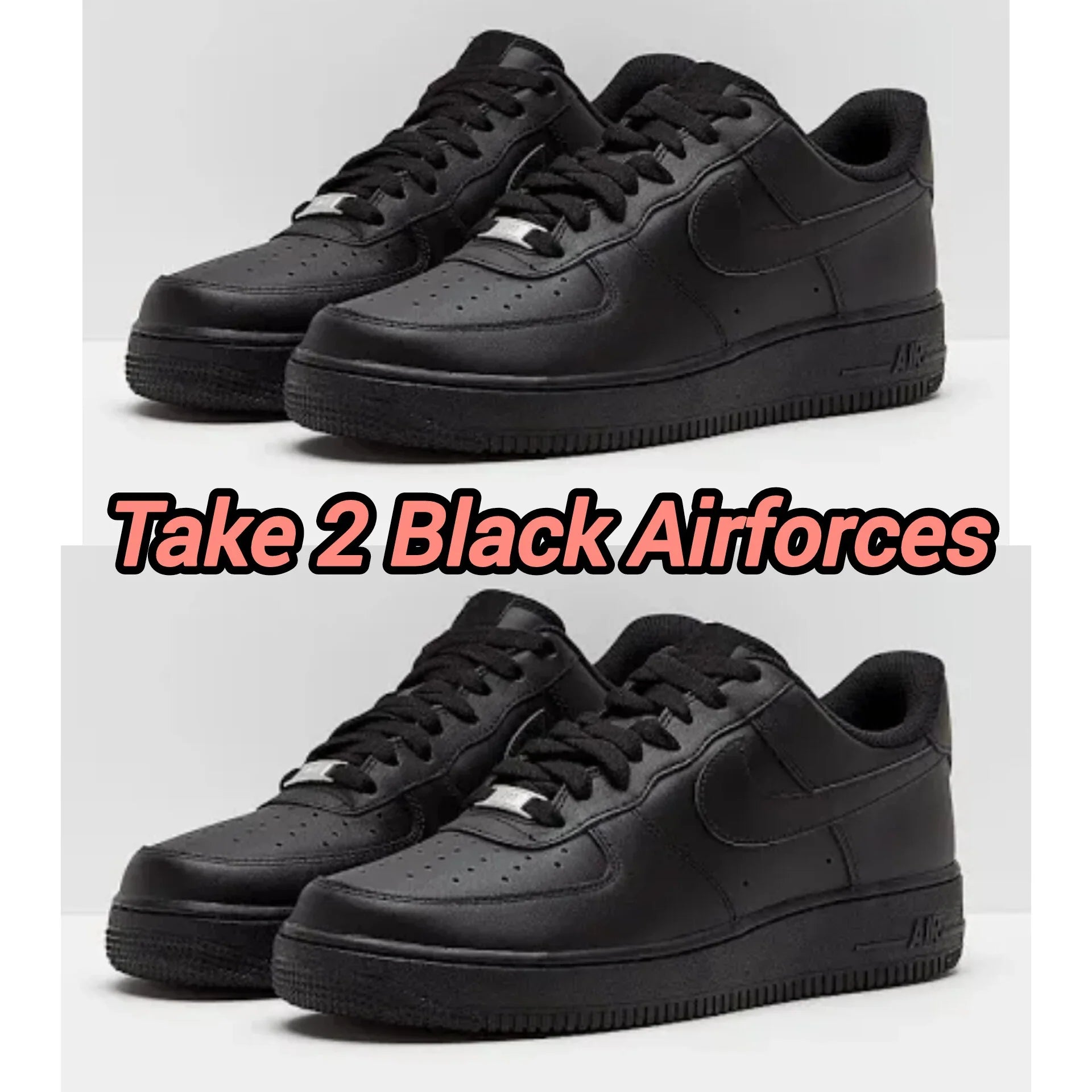 2x Pairs of Nike Airforce 1 Sneaker - Black