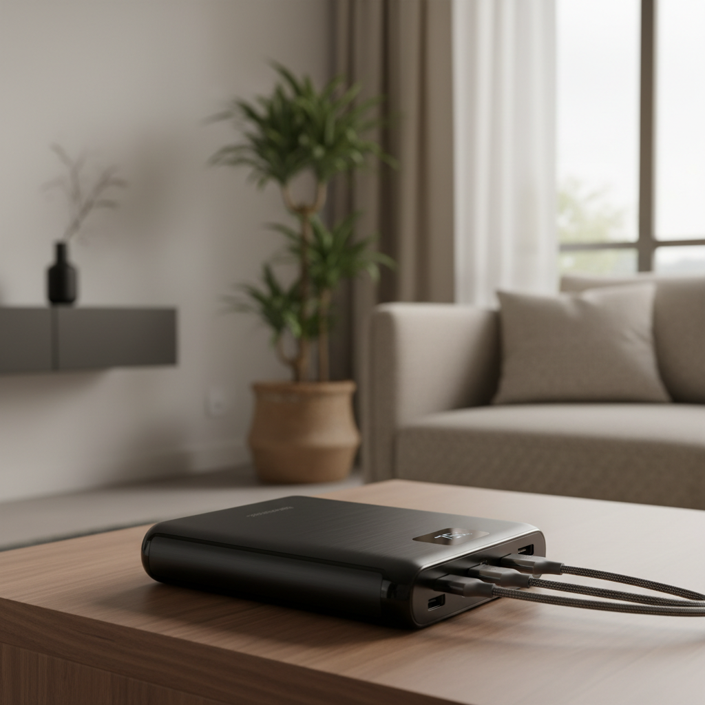 Side angle showing power bank thickness and build quality